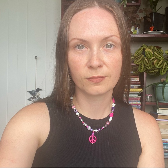 Peace of My Heart Beaded Pendant Necklace Silver Crystal Stone Evil Eye Heart - Picture 11 of 14